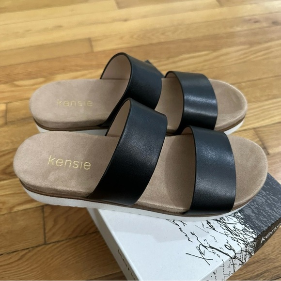 Kensie Women's Doris Slip on Flat Black Sandals Size 8.5 - Picture 4 of 6